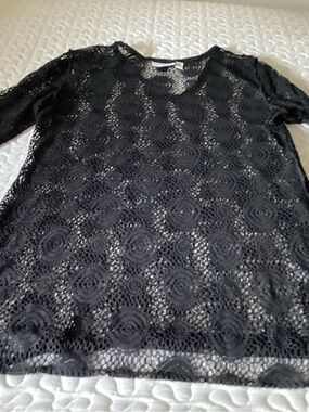 croft & barrow Black Crochet Lace Tunic Top/Beach coverup